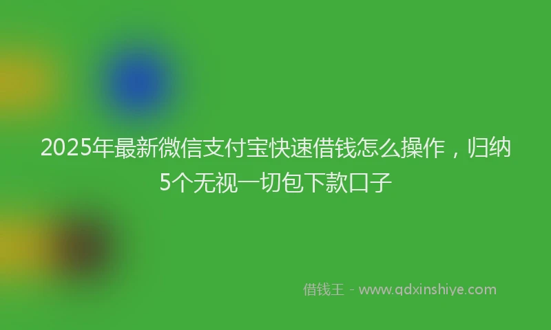 2025年最新微信支付宝快速借钱怎么操作，归纳5个无视一切包下款口子