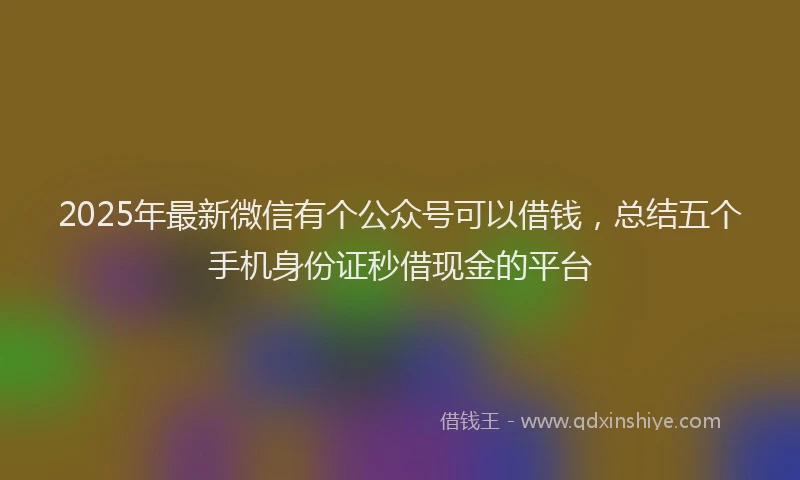 2025年最新微信有个公众号可以借钱，总结五个手机身份证秒借现金的平台