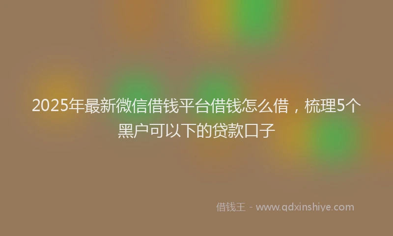 2025年最新微信借钱平台借钱怎么借，梳理5个黑户可以下的贷款口子