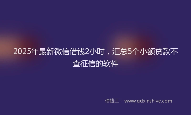2025年最新微信借钱2小时，汇总5个小额贷款不查征信的软件