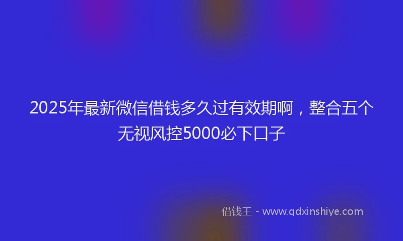 2025年最新微信借钱多久过有效期啊，整合五个无视风控5000必下口子