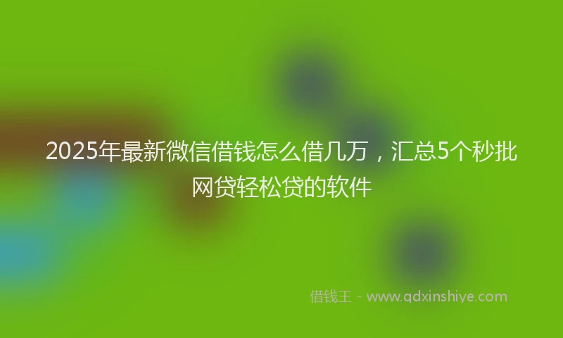 2025年最新微信借钱怎么借几万，汇总5个秒批网贷轻松贷的软件
