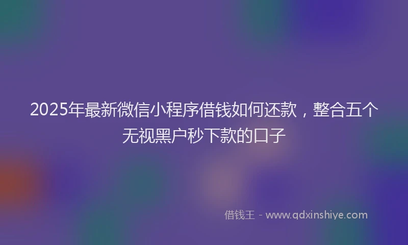 2025年最新微信小程序借钱如何还款，整合五个无视黑户秒下款的口子