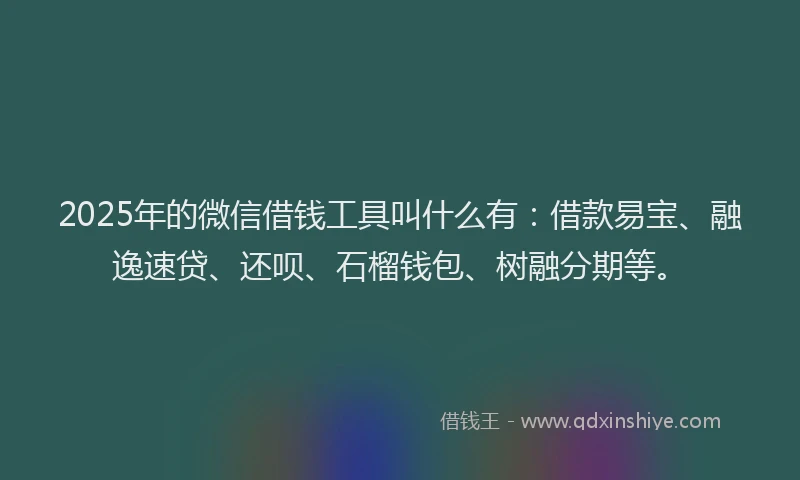 2025年的微信借钱工具叫什么有：借款易宝、融逸速贷、还呗、石榴钱包、树融分期等。