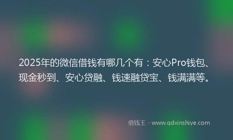 2025年的微信借钱有哪几个有：安心Pro钱包、现金秒到、安心贷融、钱速融贷宝、钱满满等。
