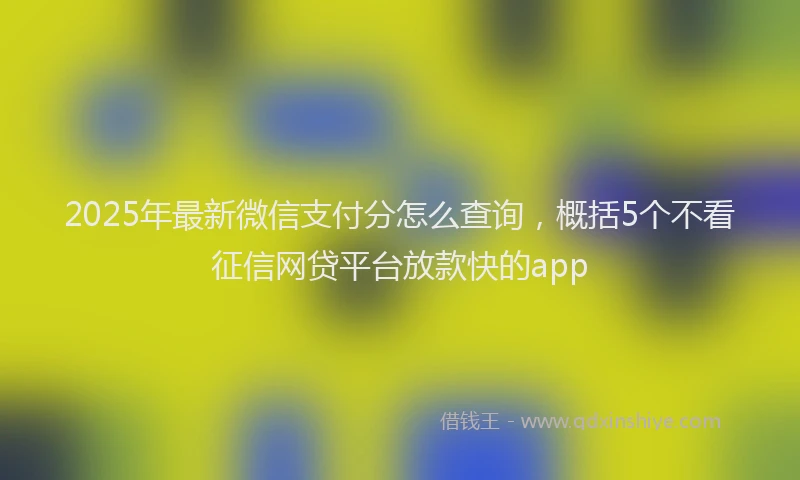 2025年最新微信支付分怎么查询，概括5个不看征信网贷平台放款快的app