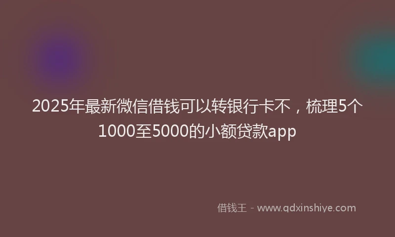 2025年最新微信借钱可以转银行卡不，梳理5个1000至5000的小额贷款app