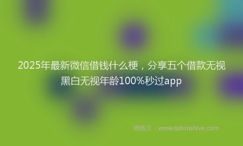 2025年最新微信借钱什么梗，分享五个借款无视黑白无视年龄100%秒过app