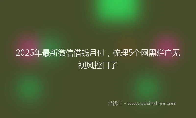 2025年最新微信借钱月付，梳理5个网黑烂户无视风控口子