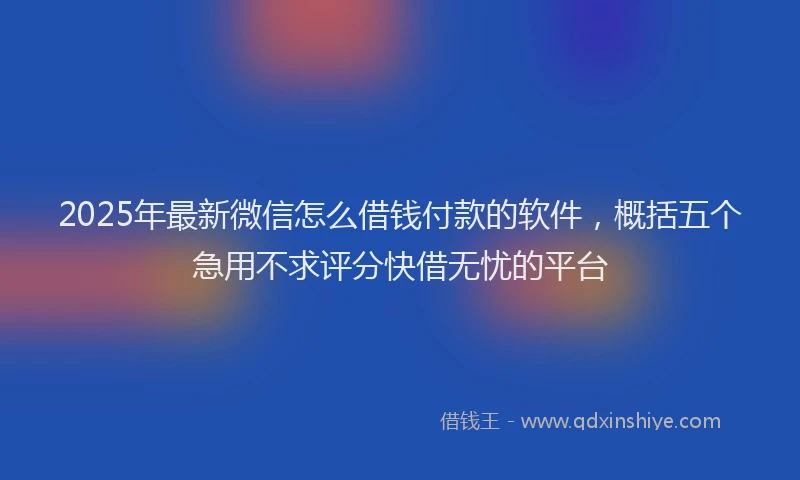 2025年最新微信怎么借钱付款的软件，概括五个急用不求评分快借无忧的平台
