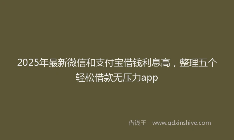 2025年最新微信和支付宝借钱利息高，整理五个轻松借款无压力app