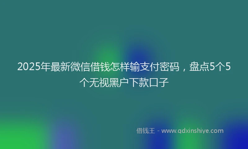 2025年最新微信借钱怎样输支付密码，盘点5个5个无视黑户下款口子