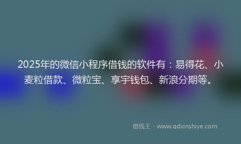 2025年的微信小程序借钱的软件有：易得花、小麦粒借款、微粒宝、享宇钱包、新浪分期等。
