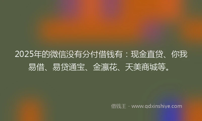 2025年的微信没有分付借钱有：现金直贷、你我易借、易贷通宝、金瀛花、天美商城等。