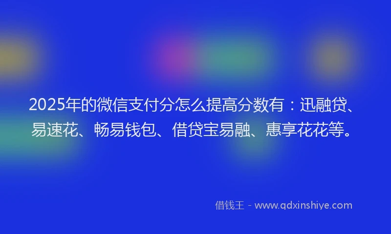 2025年的微信支付分怎么提高分数有：迅融贷、易速花、畅易钱包、借贷宝易融、惠享花花等。