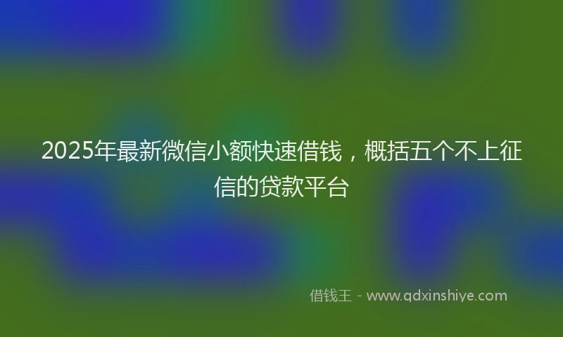 2025年最新微信小额快速借钱，概括五个不上征信的贷款平台