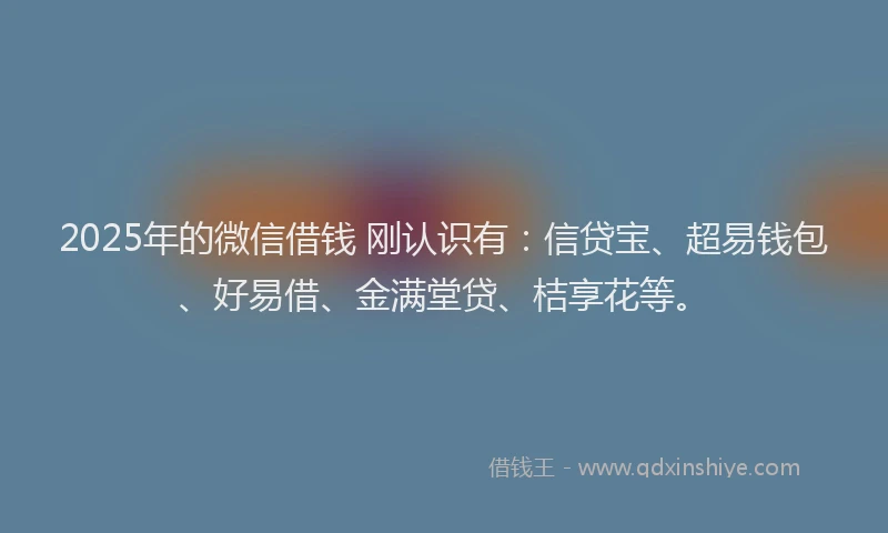 2025年的微信借钱 刚认识有：信贷宝、超易钱包、好易借、金满堂贷、桔享花等。