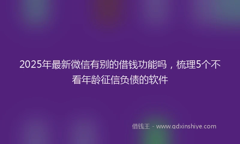 2025年最新微信有别的借钱功能吗，梳理5个不看年龄征信负债的软件