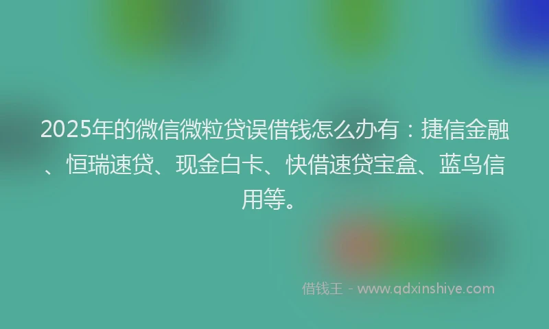 2025年的微信微粒贷误借钱怎么办有：捷信金融、恒瑞速贷、现金白卡、快借速贷宝盒、蓝鸟信用等。