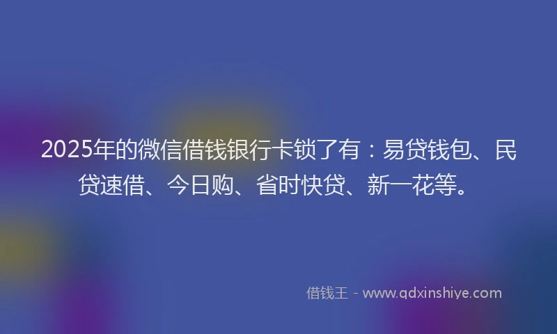 2025年的微信借钱银行卡锁了有：易贷钱包、民贷速借、今日购、省时快贷、新一花等。