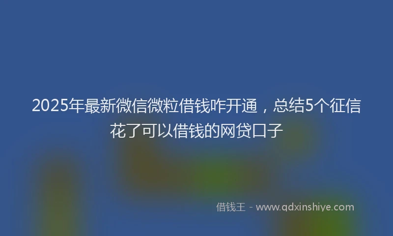 2025年最新微信微粒借钱咋开通，总结5个征信花了可以借钱的网贷口子