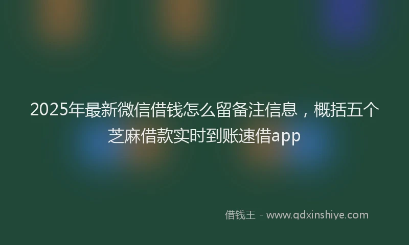 2025年最新微信借钱怎么留备注信息，概括五个芝麻借款实时到账速借app