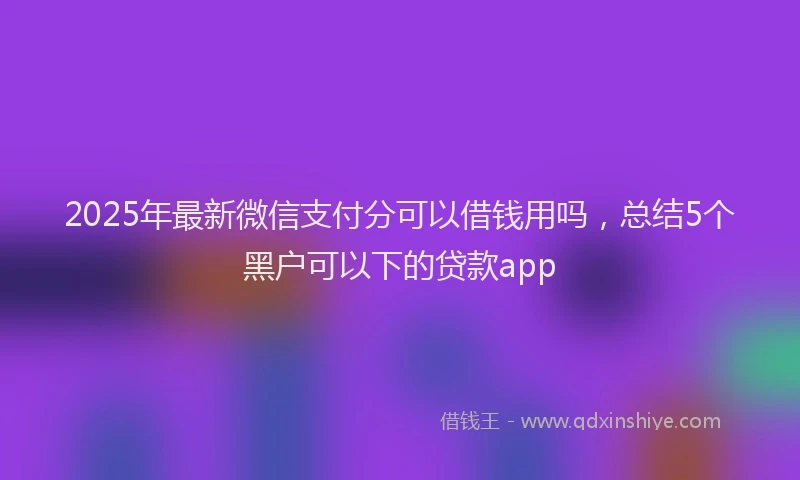 2025年最新微信支付分可以借钱用吗，总结5个黑户可以下的贷款app