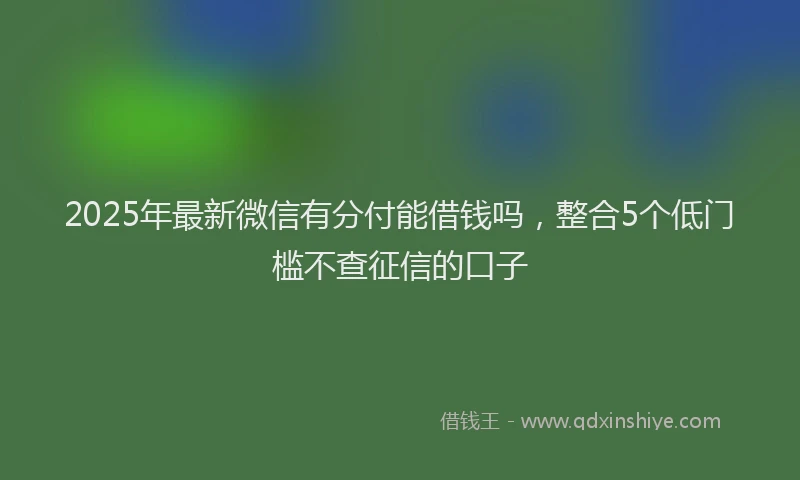 2025年最新微信有分付能借钱吗，整合5个低门槛不查征信的口子