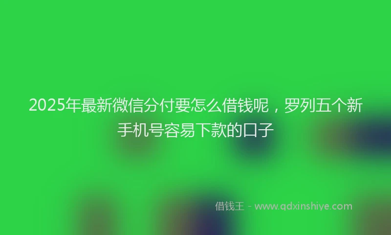 2025年最新微信分付要怎么借钱呢，罗列五个新手机号容易下款的口子