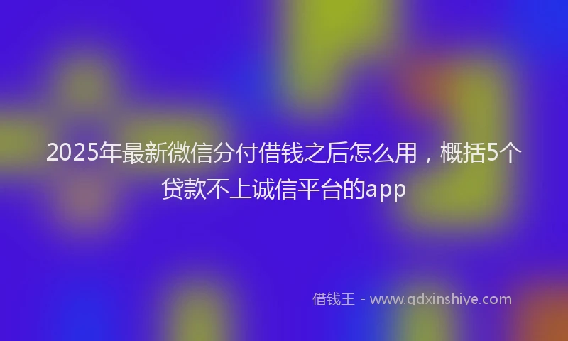 2025年最新微信分付借钱之后怎么用，概括5个贷款不上诚信平台的app