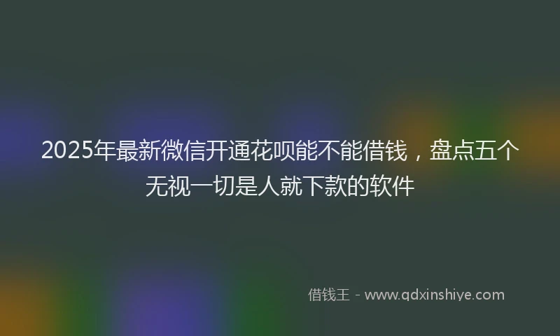 2025年最新微信开通花呗能不能借钱，盘点五个无视一切是人就下款的软件