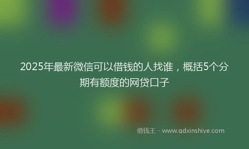 2025年最新微信可以借钱的人找谁，概括5个分期有额度的网贷口子