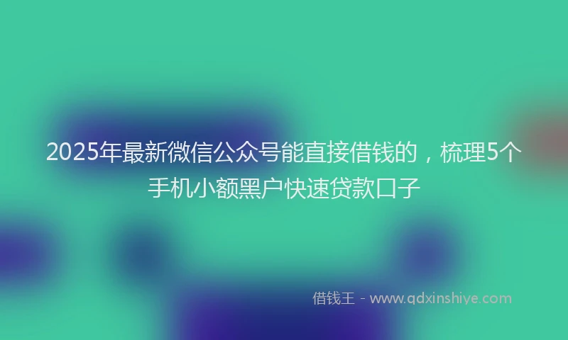 2025年最新微信公众号能直接借钱的，梳理5个手机小额黑户快速贷款口子
