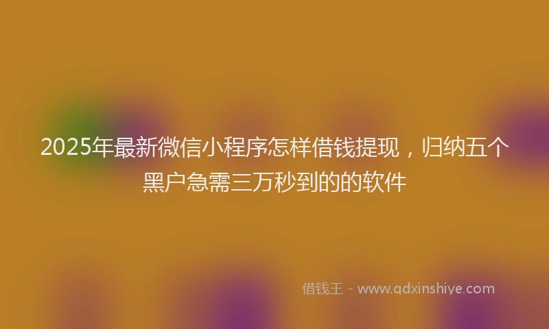 2025年最新微信小程序怎样借钱提现，归纳五个黑户急需三万秒到的的软件