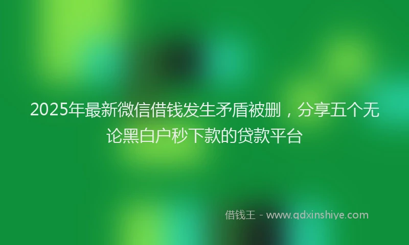 2025年最新微信借钱发生矛盾被删，分享五个无论黑白户秒下款的贷款平台