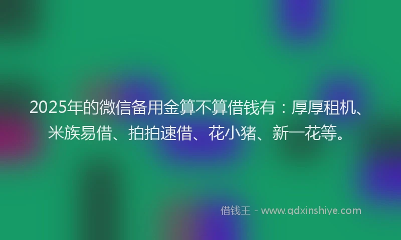 2025年的微信备用金算不算借钱有：厚厚租机、米族易借、拍拍速借、花小猪、新一花等。