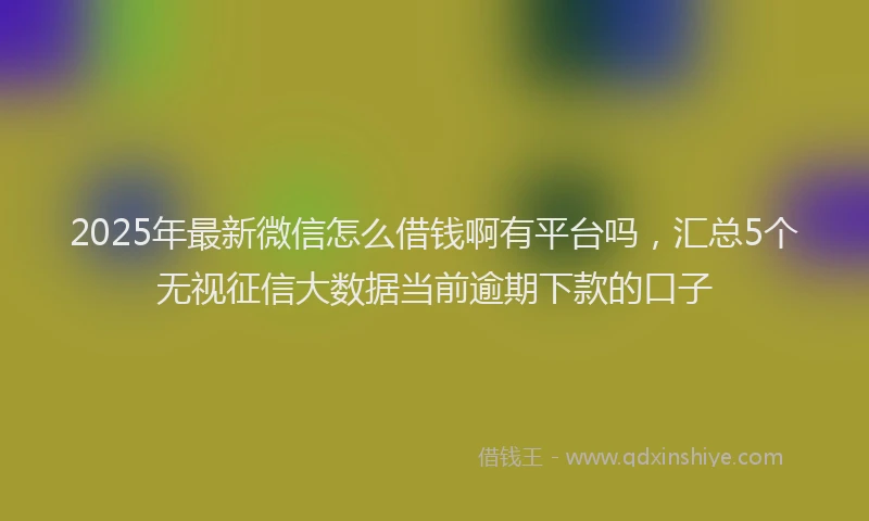 2025年最新微信怎么借钱啊有平台吗，汇总5个无视征信大数据当前逾期下款的口子