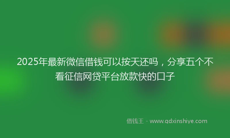 2025年最新微信借钱可以按天还吗，分享五个不看征信网贷平台放款快的口子