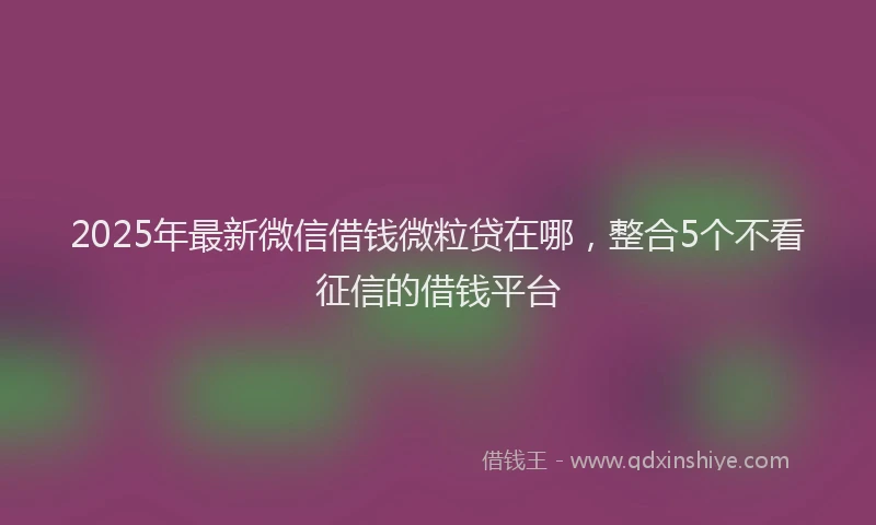 2025年最新微信借钱微粒贷在哪，整合5个不看征信的借钱平台