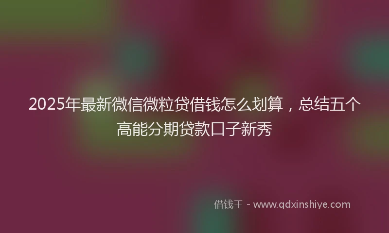 2025年最新微信微粒贷借钱怎么划算，总结五个高能分期贷款口子新秀