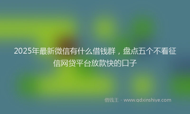 2025年最新微信有什么借钱群，盘点五个不看征信网贷平台放款快的口子
