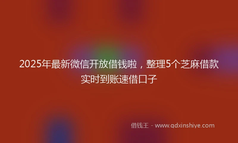 2025年最新微信开放借钱啦，整理5个芝麻借款实时到账速借口子