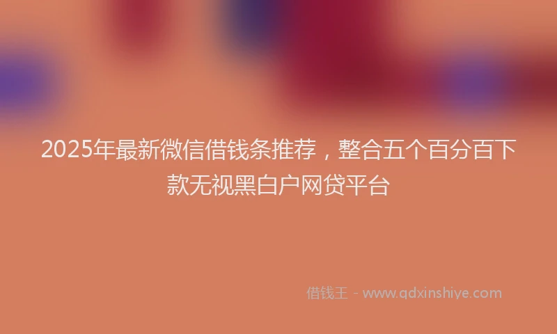 2025年最新微信借钱条推荐，整合五个百分百下款无视黑白户网贷平台