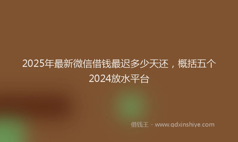 2025年最新微信借钱最迟多少天还，概括五个2024放水平台