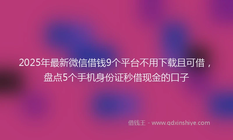 2025年最新微信借钱9个平台不用下载且可借，盘点5个手机身份证秒借现金的口子