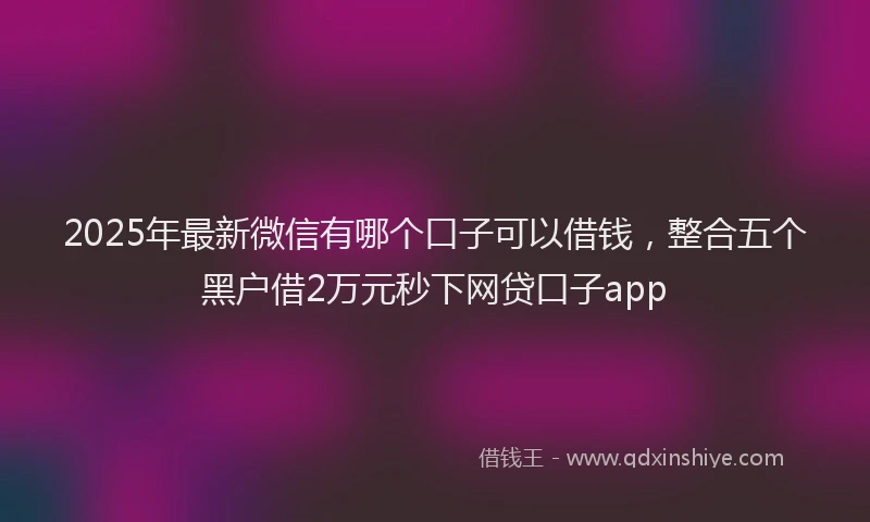 2025年最新微信有哪个口子可以借钱，整合五个黑户借2万元秒下网贷口子app