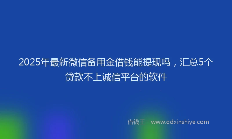 2025年最新微信备用金借钱能提现吗，汇总5个贷款不上诚信平台的软件