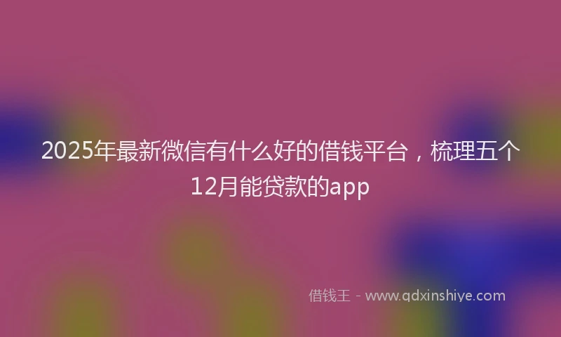 2025年最新微信有什么好的借钱平台，梳理五个12月能贷款的app