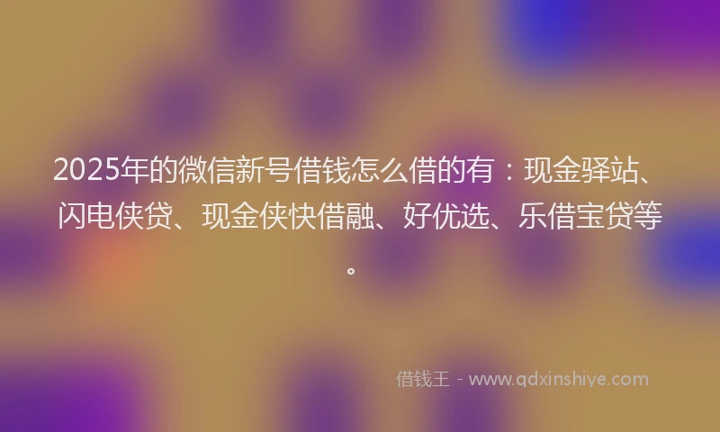 2025年的微信新号借钱怎么借的有：现金驿站、闪电侠贷、现金侠快借融、好优选、乐借宝贷等。