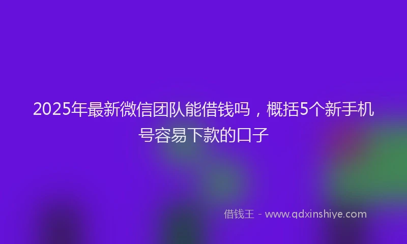 2025年最新微信团队能借钱吗，概括5个新手机号容易下款的口子